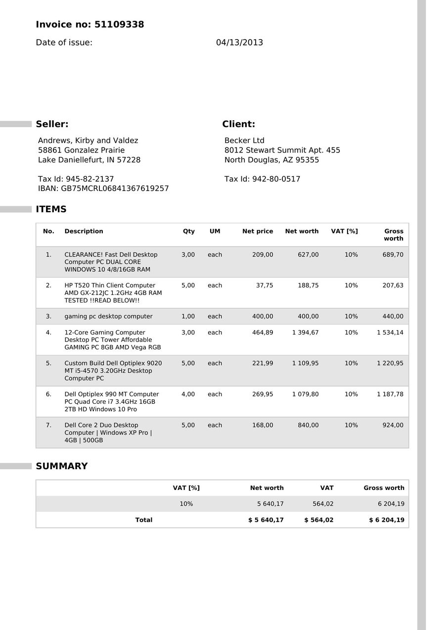 Invoice 51109338 from Andrews, Kirby and Valdez, net total $ 5 640,17, with no signature
